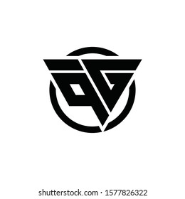 QG GQ Triangle Logo Circle Monogram Design Vector Super Hero Concept