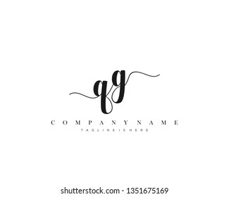 QG initial handwriting logo template with luxury color vector.