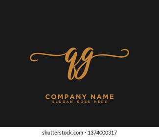 QG Initial Handwriting Logo Vector