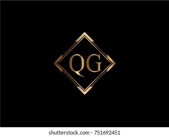 QG initial letter diamond shape golden logo