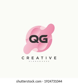 QG Initial Letter Logo Symbol-Design-Elemente mit Welle bunt Kunst.
