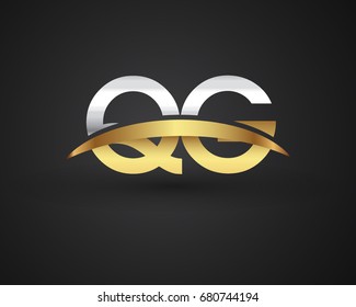 QG initial logo company name colored gold and silver swoosh design. vector logo for business and company identity.
