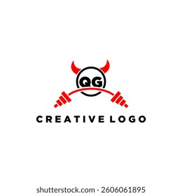 QG initial monogram for fitnes or gym logo with devil style design