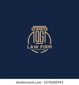 QG initial monogram for law firm with creative circle line