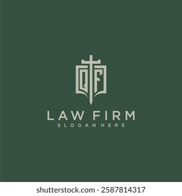 QG initial monogram for law firm with sword and shield logo image