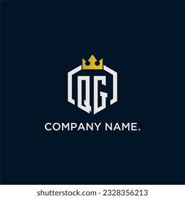QG initial monogram logo design for hexagon style  crown elegant image
