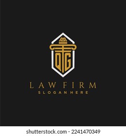 QG initial monogram logo for lawfirm with pillar in creative polygon design
