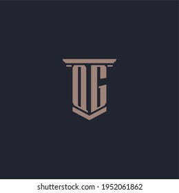 QG initial monogram logo with pillar style design