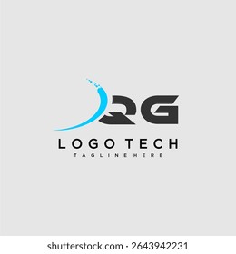 Monograma inicial de QG para el diseño del logotipo de la tecnología