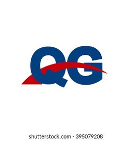 QG initial overlapping swoosh letter logo blue red