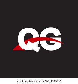 QG initial overlapping swoosh letter logo white red black background