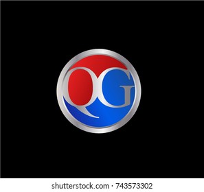 QG Letter logo Design in a circle. Blue Red and silver colored
