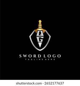 QG carta monograma de luxo para escudo e espada estilo imagem