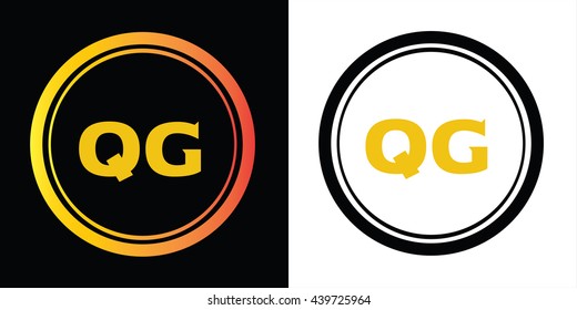 QG letters icon design template elements in abstract background logo, design identity in circle, alphabet letter