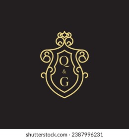 QG line vintage initial logo in high quality professional design that will print well across any print media