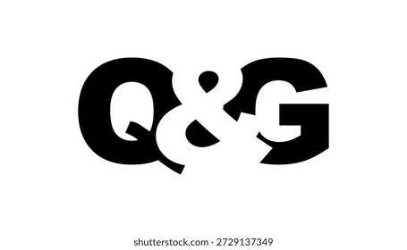 QG logo design in bold style. Black white identity symbol. Modern typography emblem. Corporate branding icon. Minimal business template.