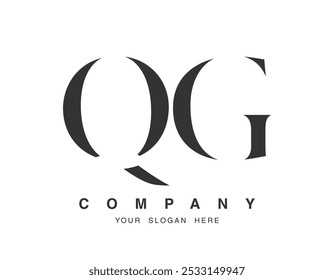 QG logo design. Initial letter q and g serif font style. Creative classic company name typography. Trendy logotype or identity. Vector illustration.