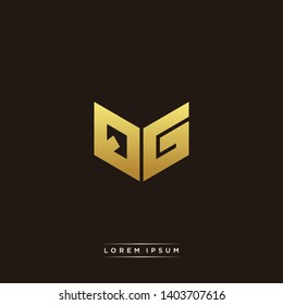QG Logo Letter Initial Logo Designs Templete with Gold and Black Background