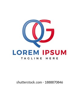 Letra con logotipo QG Diseños con logotipo inicial de color azul y rojo para la identidad de marca