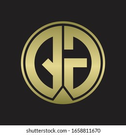 Monograma del logotipo QG con el estilo de cinta de la pieza en colores dorados