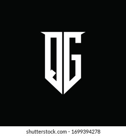 Monograma del logotipo QG con plantilla de diseño de estilo de escudo de emblemas