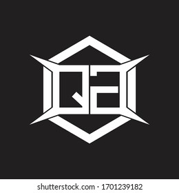 Monograma del logotipo QG con hexágono y plantilla de diseño de forma de cuatro ejes