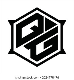 QG Logo monogram with hexagon and sharp shape design template