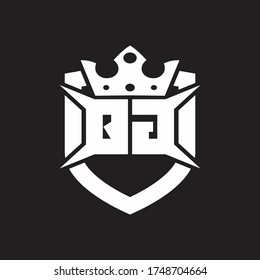 QG Logo-Monogramm einzeln auf Schild und Kronen-Design-Vorlage