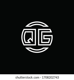 QG logo monogram with negative space circle rounded design template