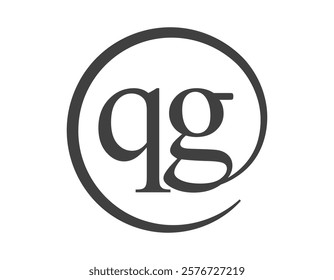 QG logo from two letter with circle shape email sign style. Q and G round logotype of business company for brand identity.