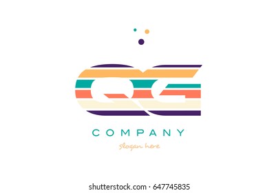 qg q g alphabet letter logo colors colorful line stripe font creative text dots company vector icon design template