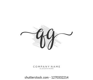 QG Q G Initial handwriting logo vector