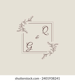 QG wedding line square monogram with high quality professional design that will print well