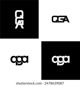 conjunto de diseño de logotipo de monograma de letra inicial qga