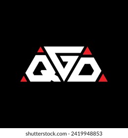 QGD triangle letter logo design with triangle shape. QGD triangle logo design monogram. QGD triangle vector logo template with red color. QGD triangular logo Simple, Elegant, and Luxurious design.