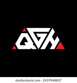 QGH triangle letter logo design with triangle shape. QGH triangle logo design monogram. QGH triangle vector logo template with red color. QGH triangular logo Simple, Elegant, and Luxurious design.