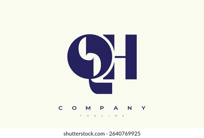 QH Abstract Geometric Logo Design. Modern and elegant logo design with simplistic typography elements, showcasing branding excellence.