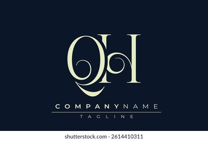 QH abstract Logo. Elegantly Designed Minimalist Monogram Logo with Stylish Lettering. Sophisticated and sleek minimalist monogram showcasing unique lettering design.