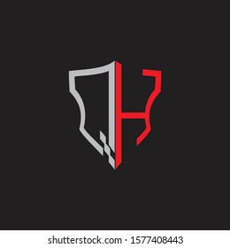QH Abstract logo monogram with shield elements isolated on black background
