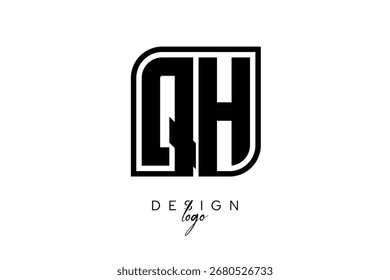 QH Block Monogram Logo – Bold Geometric Lettermark in Rectangular Style for Modern Branding and Identity