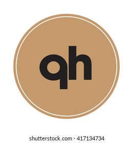  qh brown letters ,abstract background logo, design identity in circle, alphabet letter
