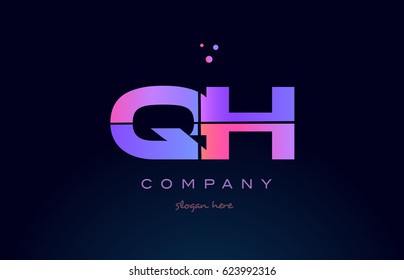 qh g h creative color blue background pink purple blue magenta alphabet letter company logo vector icon design
