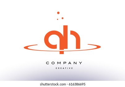 QH G H creative orange swoosh dots alphabet company letter logo design vector icon template