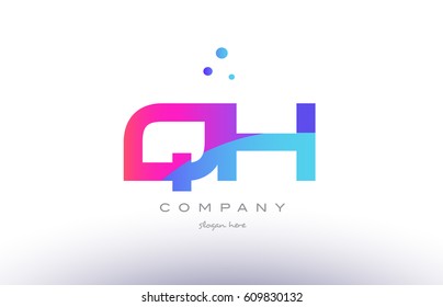 qh g h  creative pink purple blue modern dots creative alphabet gradient company letter logo design vector icon template