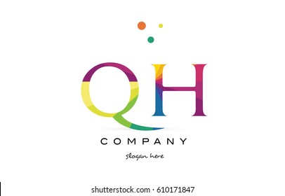qh g h  creative rainbow colors colored alphabet company letter logo design vector icon template