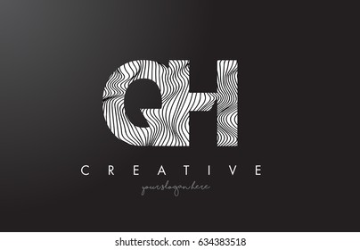QH G H Letter Logo with Zebra Lines Texture Design Vector Illustration.