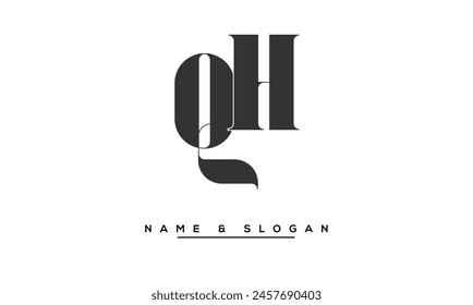 QH, HQ Abstract Letters Logo Monogram