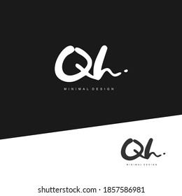 QH Initial handwriting or handwritten logo for identity. Logo with signature and hand drawn style.