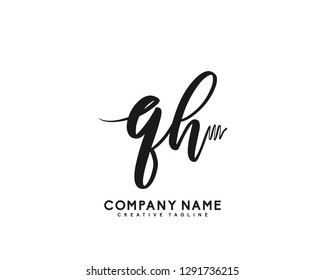 QH Initial Handwriting Logo Template Vector