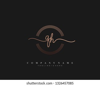 QH initial handwriting logo template vector